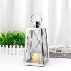 12'' High Stainless Steel Decorative Lantern (Trapezoid)