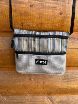 3 Zip Bag Gray- Stripe Print Fabric