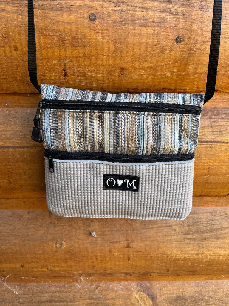 3 Zip Bag Gray- Stripe Print Fabric