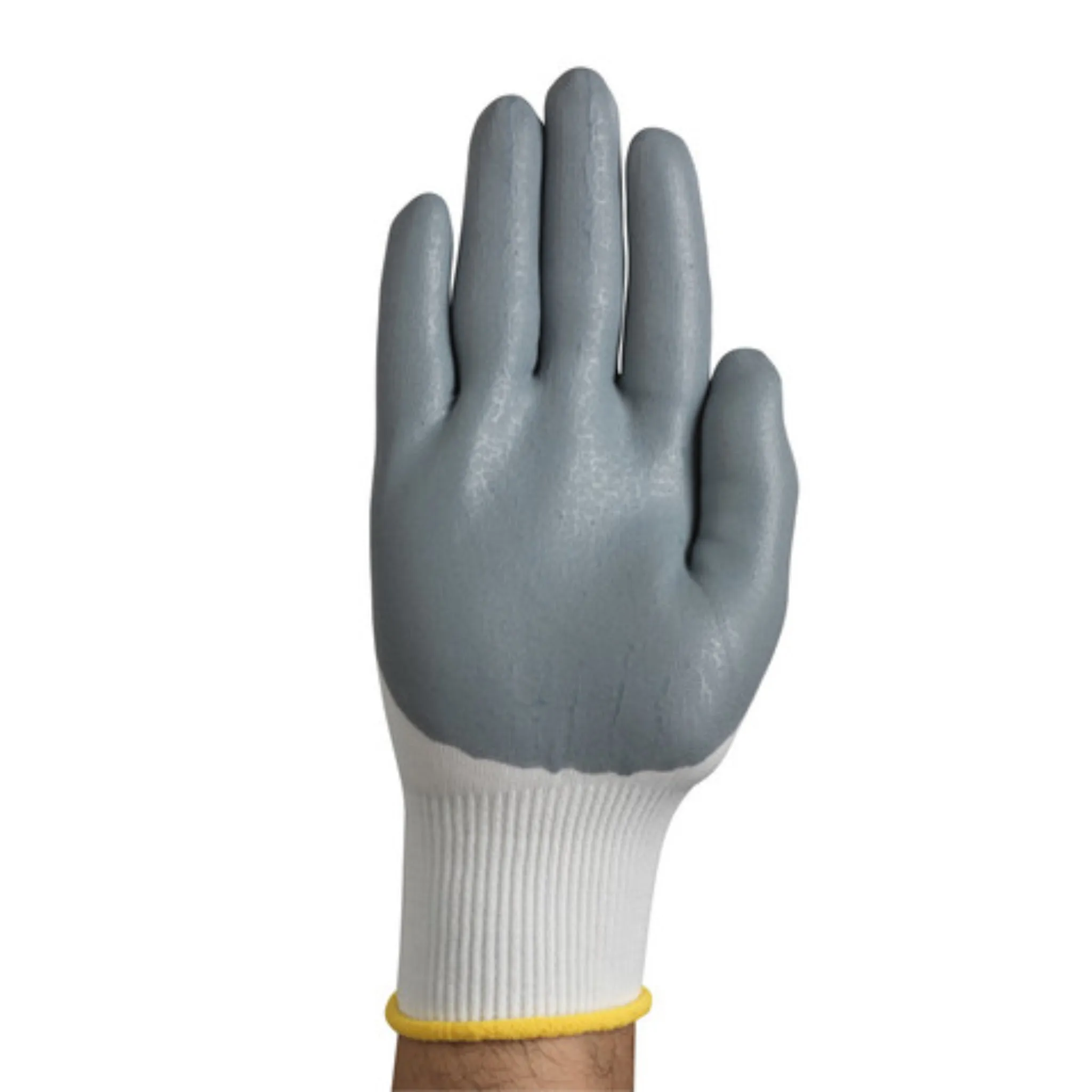 Ansell HyFlex 163310 11-800-8-M Industrial Nitrile Coated Gloves, White, Medium - 8, 1 Pair