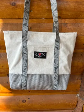 Canvas Zip Tote-Gray