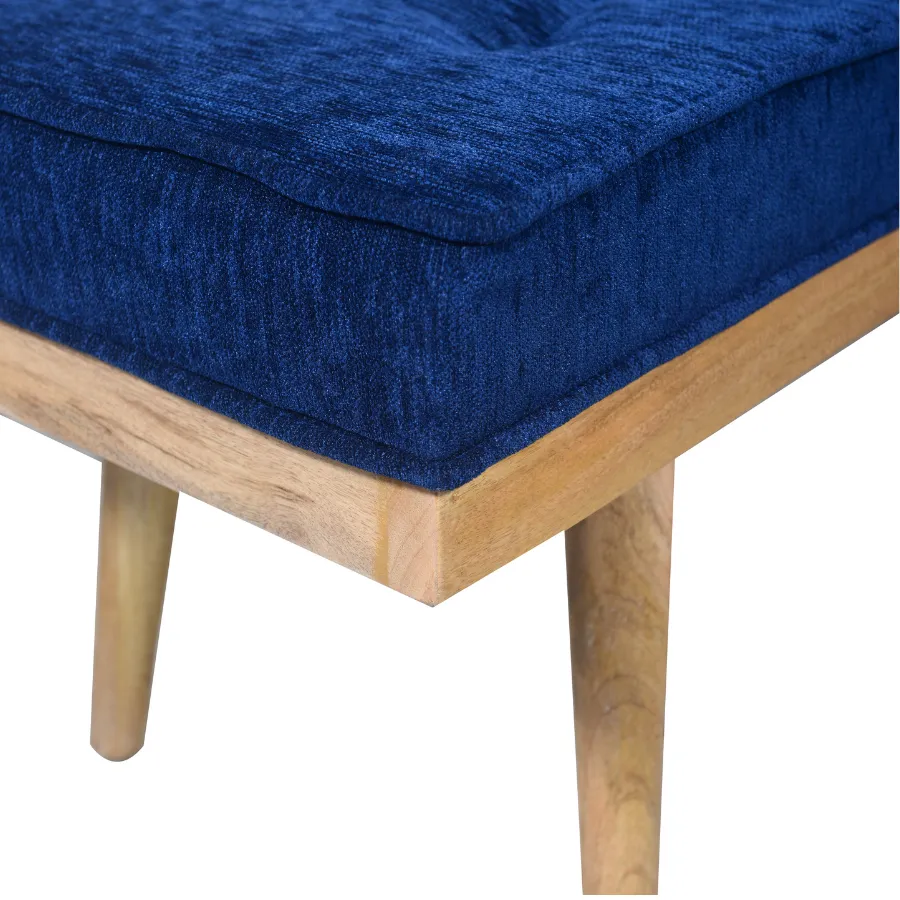 Capella Indigo Blue Upholstered Entryway Bench Seat - 120 Cm