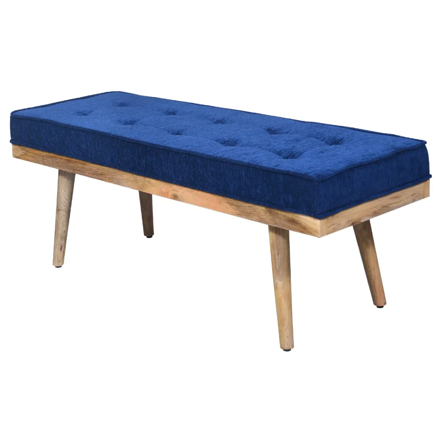 Capella Indigo Blue Upholstered Entryway Bench Seat - 120 Cm