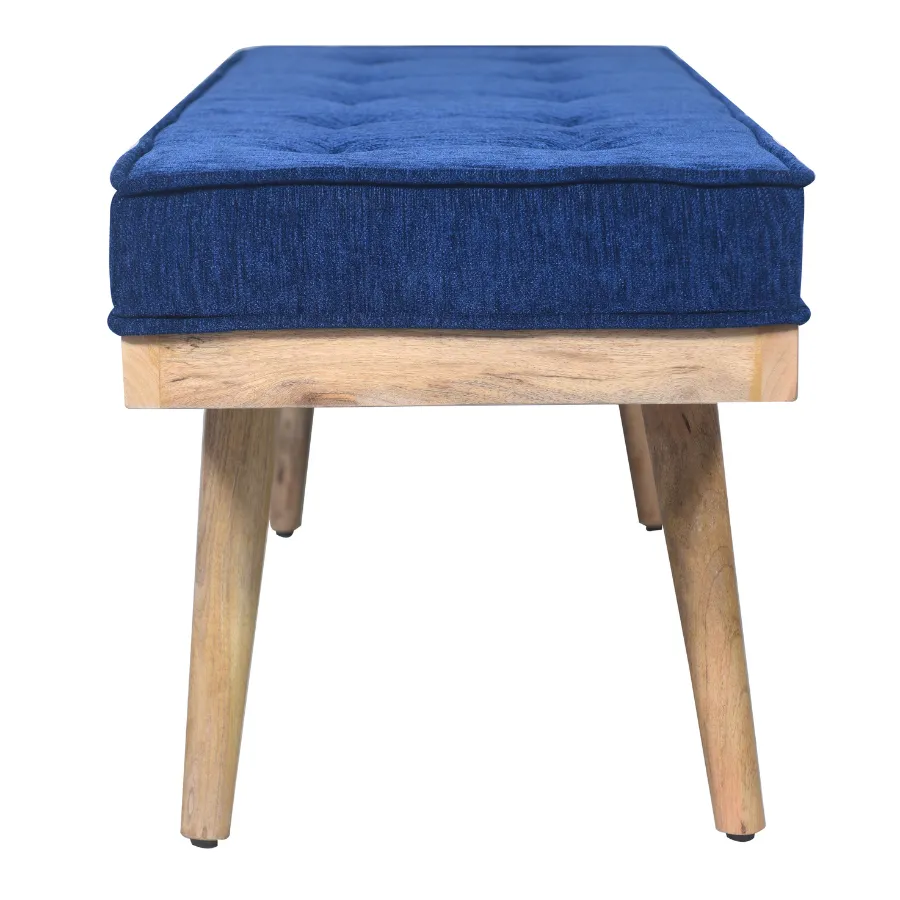 Capella Indigo Blue Upholstered Entryway Bench Seat - 120 Cm