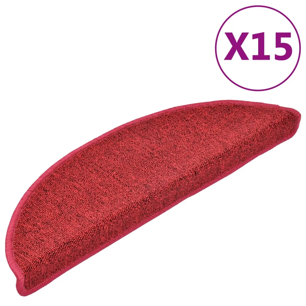 Carpet Stair Treads 15 pcs Bordeaux Red 56x17x3 cm