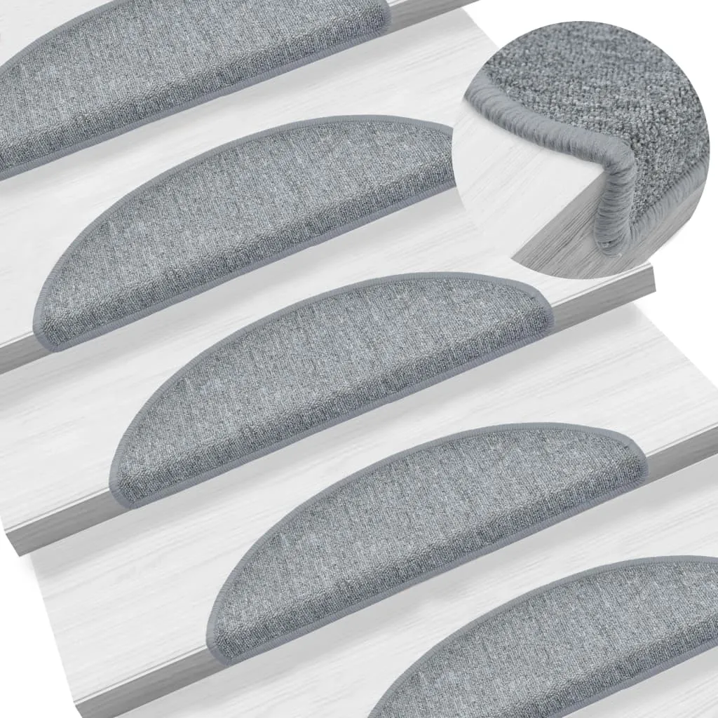 Carpet Stair Treads 15 pcs Light Grey 56x17x3 cm