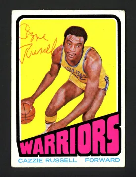 Cazzie Russell Autographed 1972-73 Topps Card #112 Golden State Warriors SKU #160503