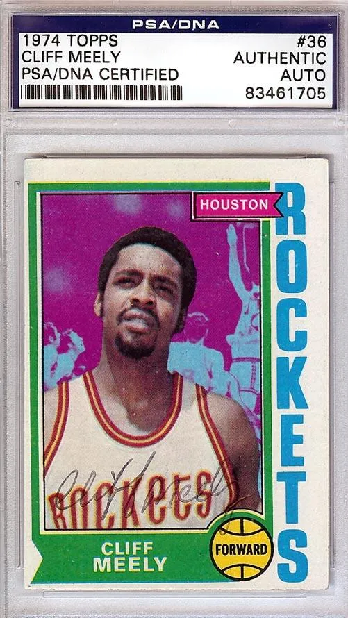 Cliff Meely Autographed 1974 Topps Card #36 Houston Rockets PSA/DNA #83461705