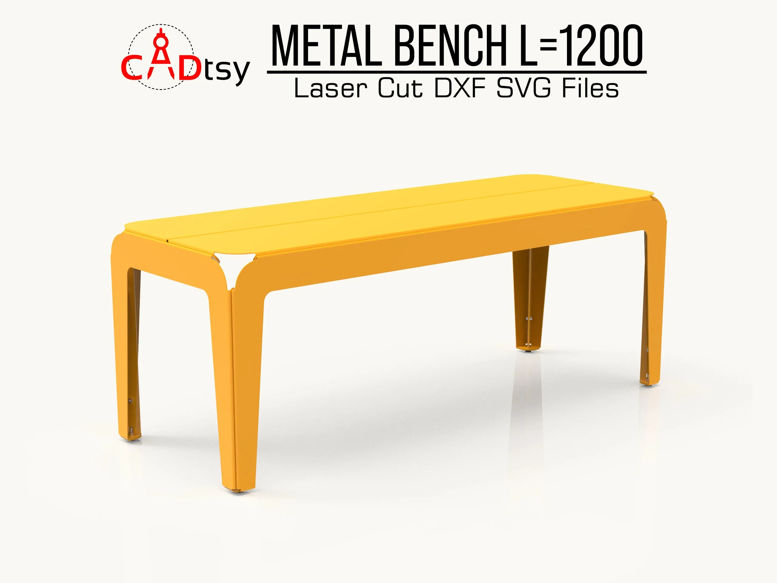 CNC Plasma/Laser Cut Metal Bench DXF/SVG Files. Length 1200mm