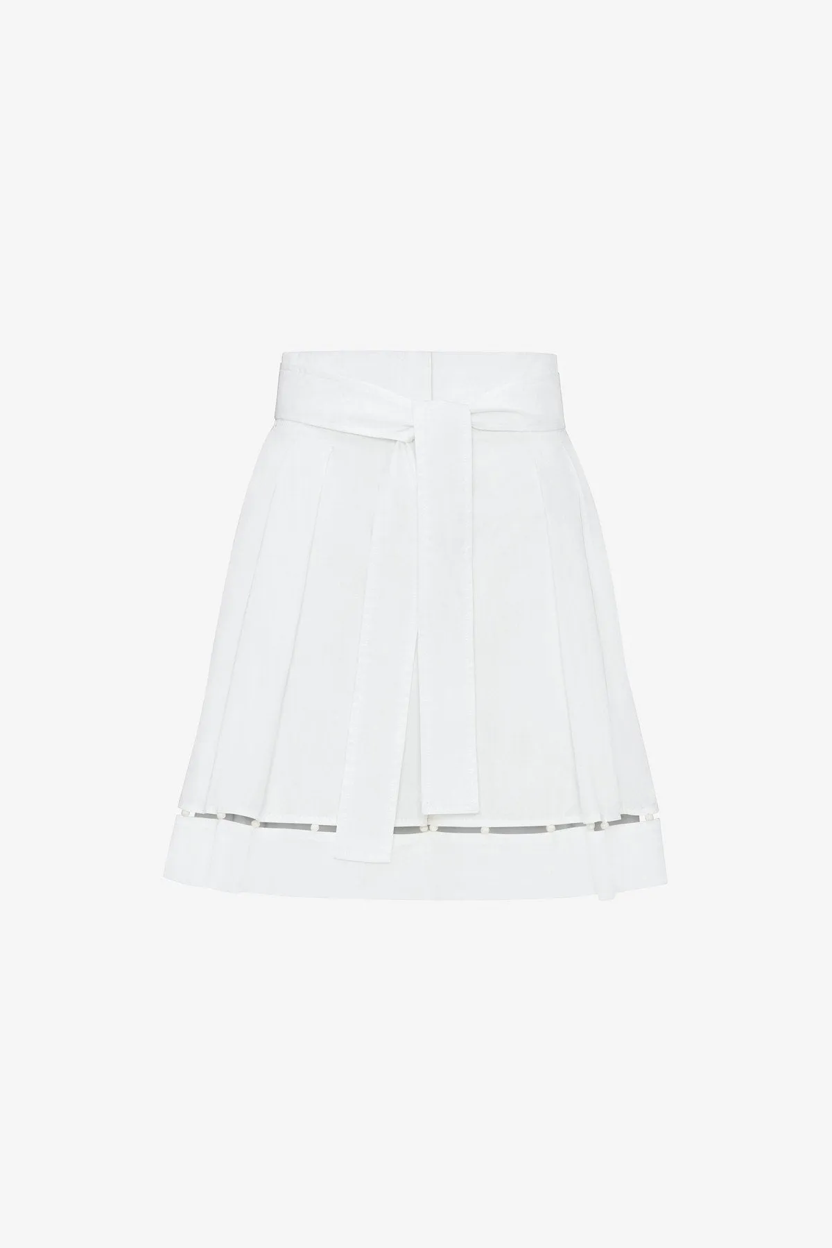 COTTON POPLIN BEADED TIE WAIST SHORTS