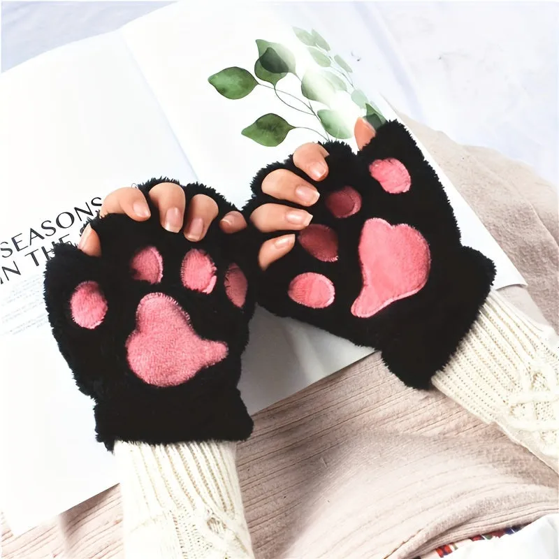 Cute Cartoon Cat Paw Gloves  Keep Hands Warm in Style