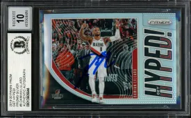 Damian Lillard Autographed 2019-20 Panini Prizm Get Hyped Card #8 Portland Trail Blazers Auto Grade Gem Mint 10 Beckett BAS #13605644