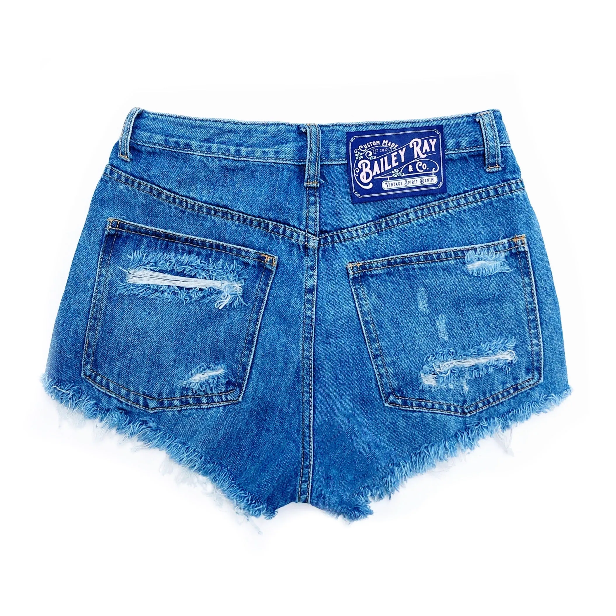 Distressed High Waisted Denim Shorts  - The Mackenzie