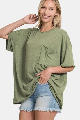 Drop Shoulder Oversized Front Pocket T-Shirt