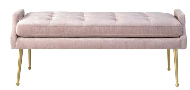 EILEEN BLUSH SLUB VELVET BENCH