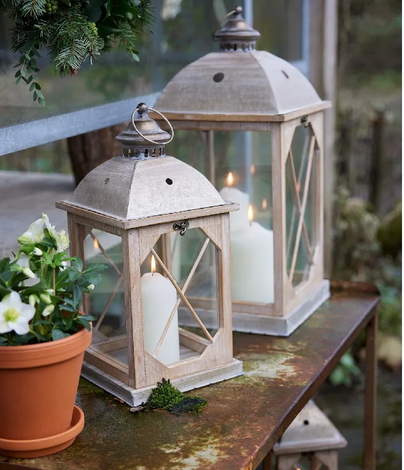 Firwood lanterns with antique gold top (3 Sizes)