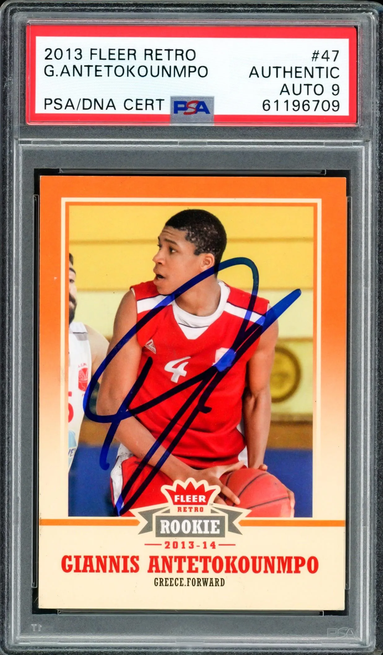 Giannis Antetokounmpo Autographed 2013 Fleer Retro Rookie Card #47 Milwaukee Bucks Auto Grade Mint 9 PSA/DNA #61196709