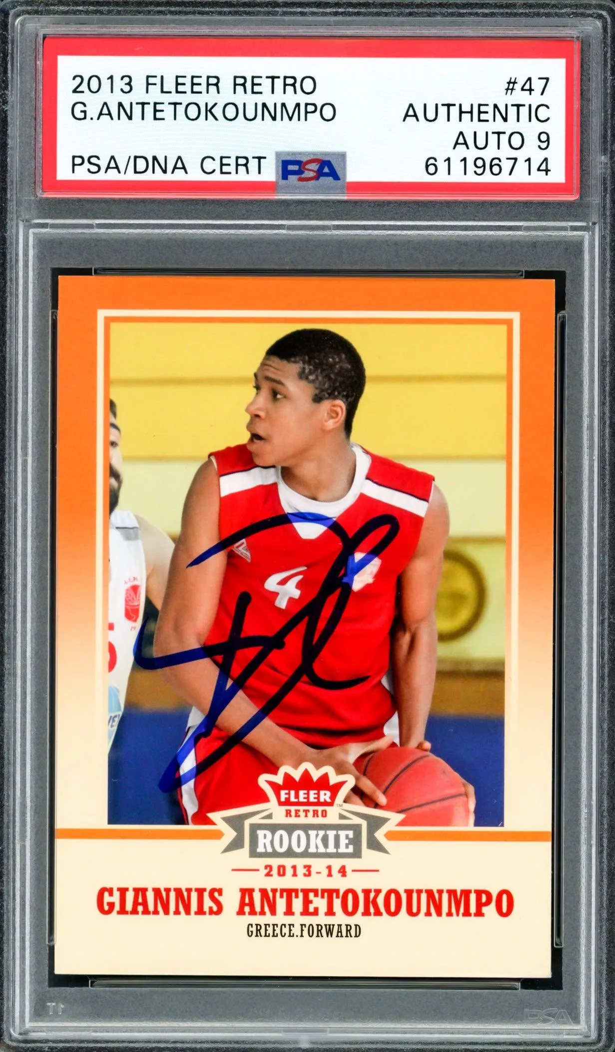 Giannis Antetokounmpo Autographed 2013 Fleer Retro Rookie Card #47 Milwaukee Bucks Auto Grade Mint 9 PSA/DNA #61196714