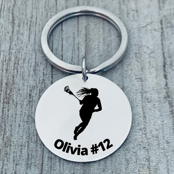 Girls Personalized Engraved Lacrosse Keychain