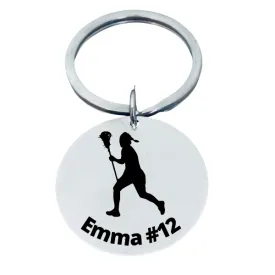 Girls Personalized Engraved Lacrosse Keychain