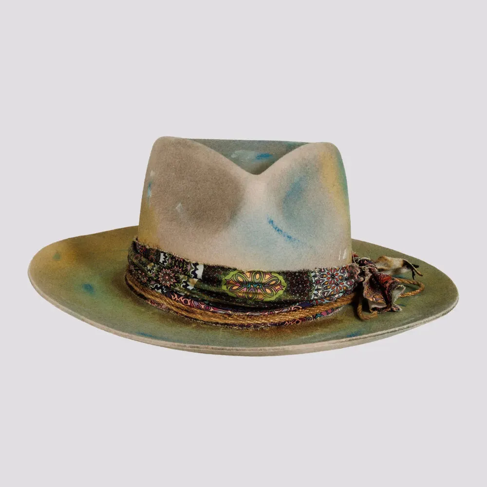 Graffiti | Mens Wool Felt Pinch Front Fedora Hat with Raw Edge