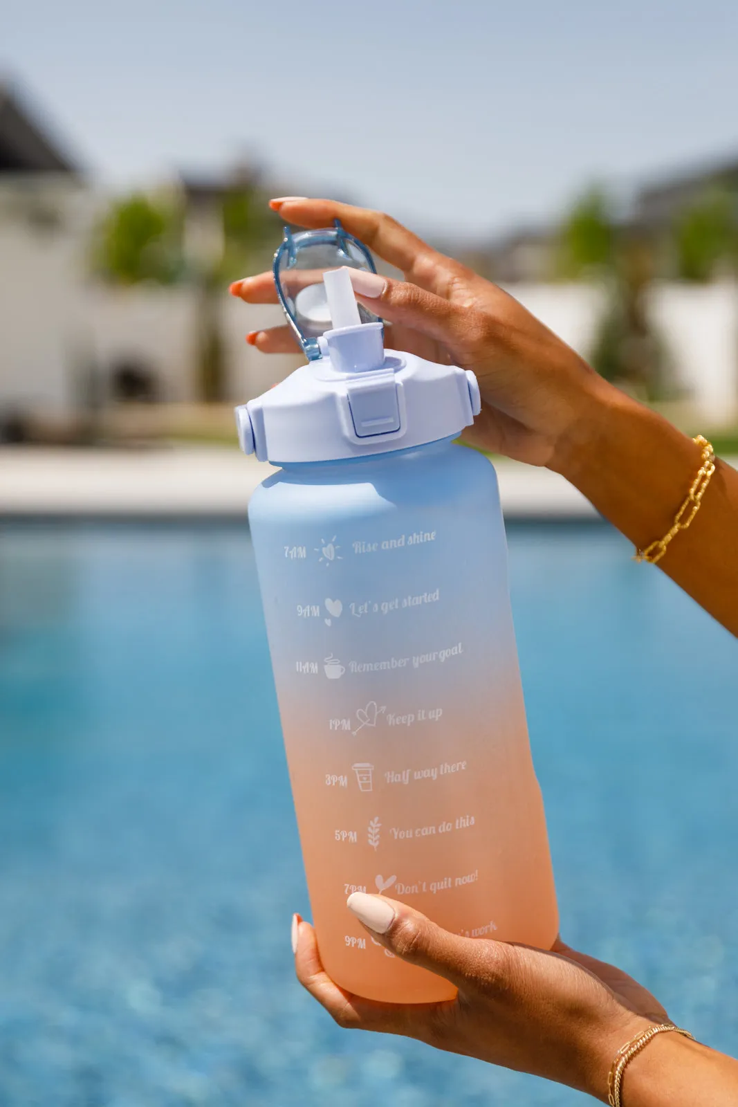 Happy Hydrations Water Bottles Blue-Orange