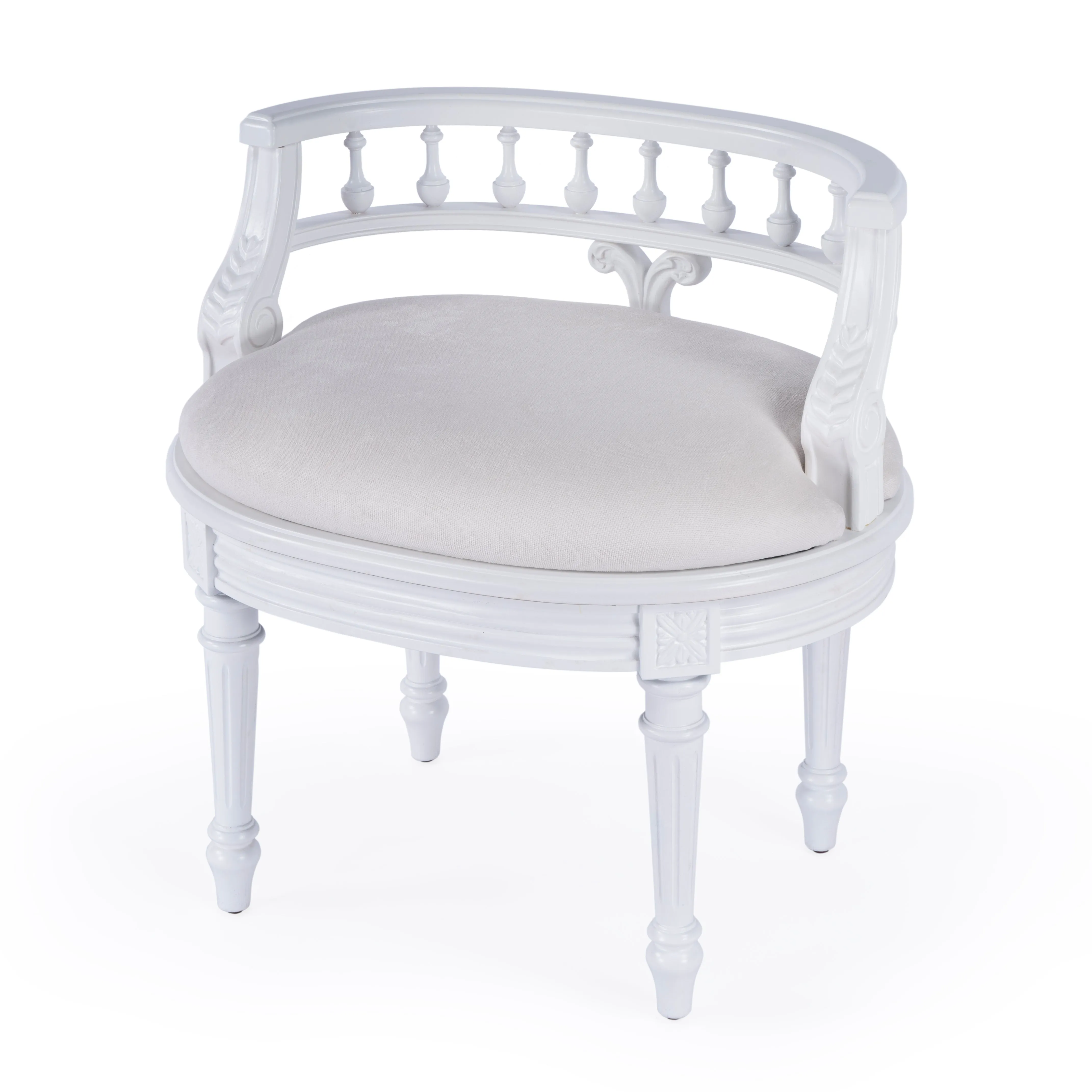 Hathaway Upholstered 22.5"W Vanity Seat in White  1218222