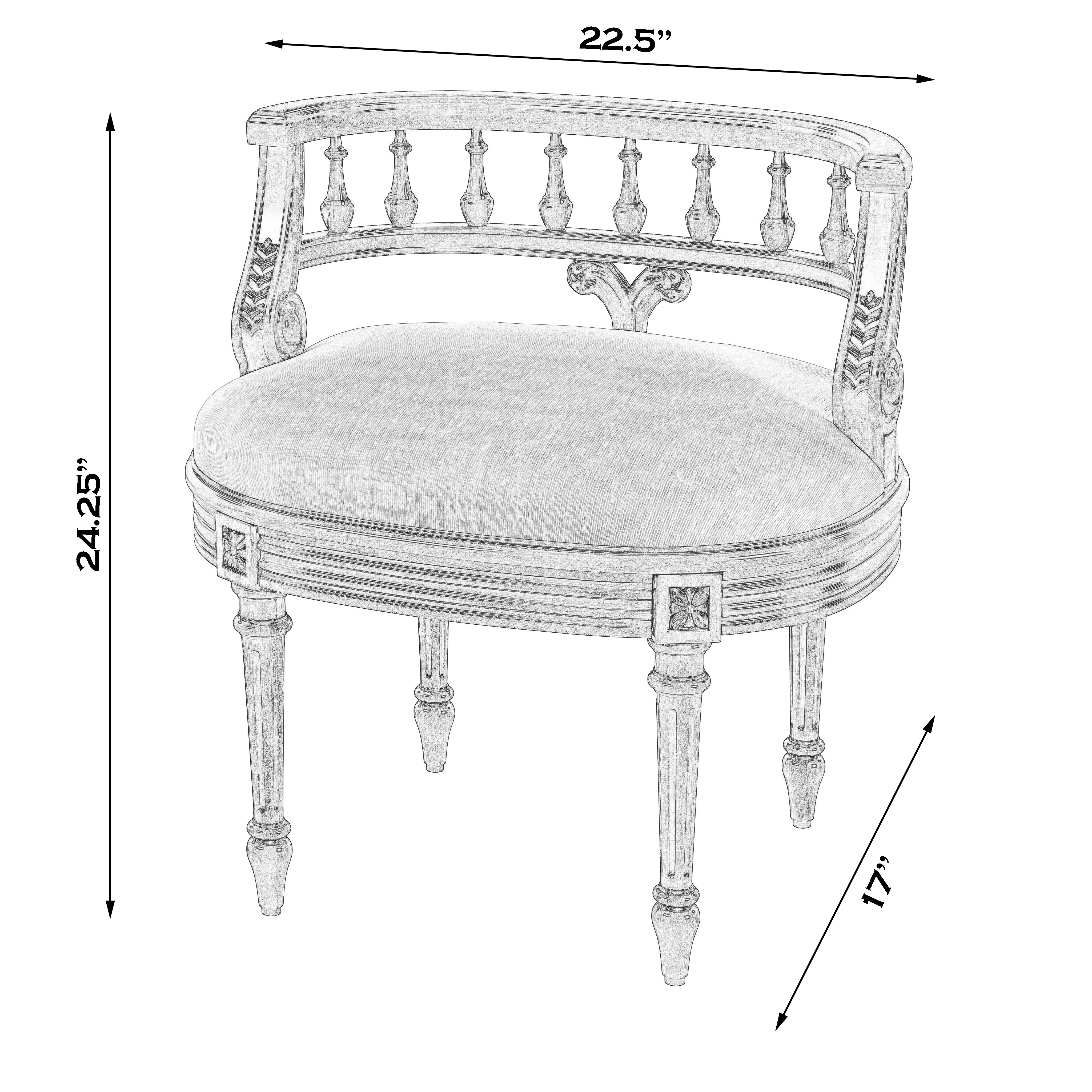 Hathaway Upholstered 22.5"W Vanity Seat in White  1218222