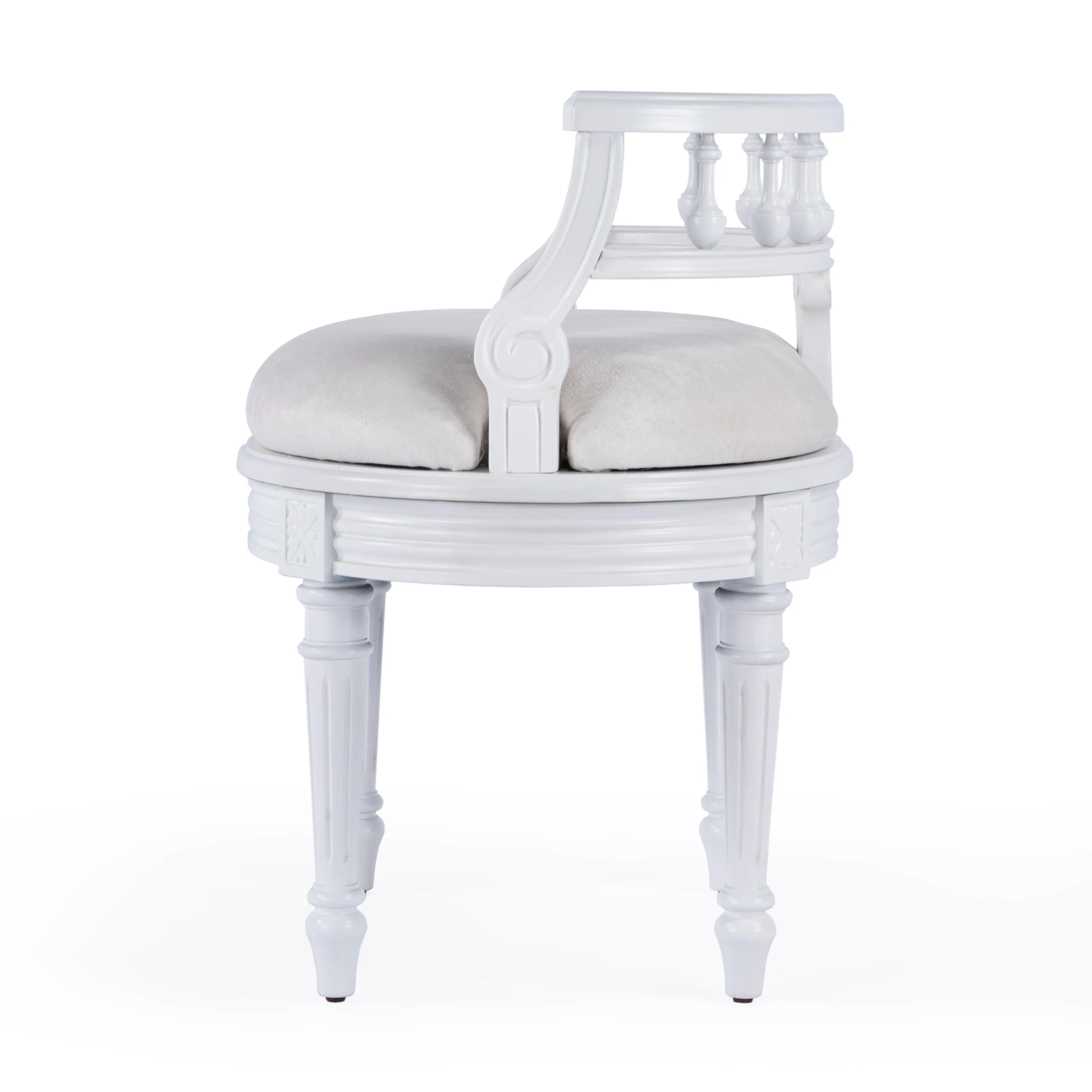 Hathaway Upholstered 22.5"W Vanity Seat in White  1218222