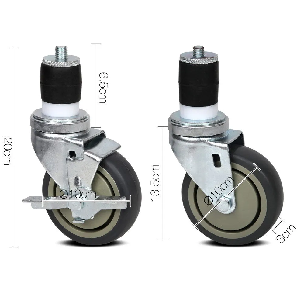 Heavy Duty 4" Caster Wheels, 200kg Capacity, Set of 4 - Cefito