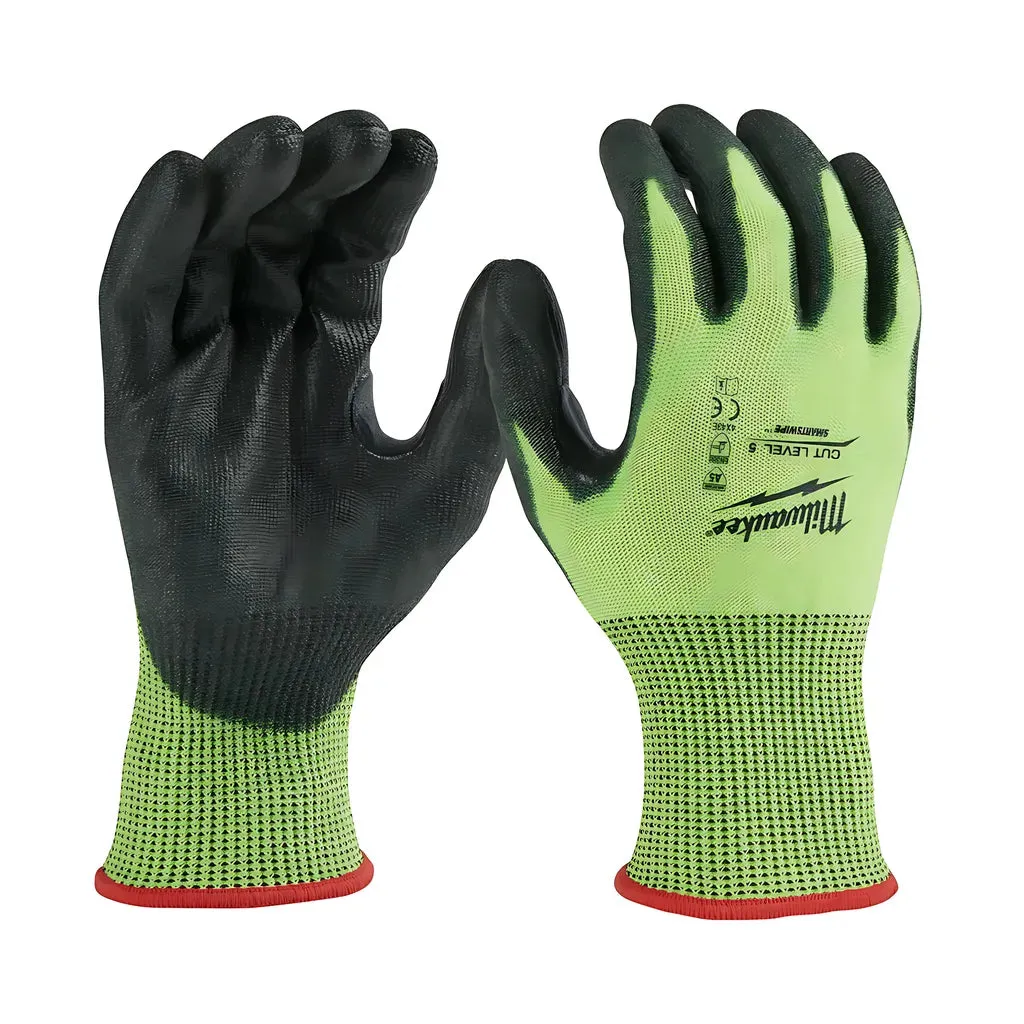 High Visibility Cut Level 5 Polyurethane Dipped Gloves - S