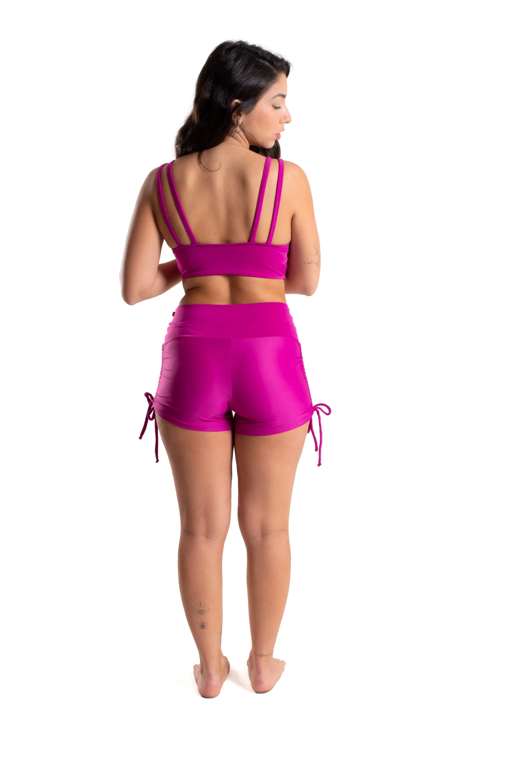 High Waist Side String Shorts, Fuchsia, Ultra Cool Form Light