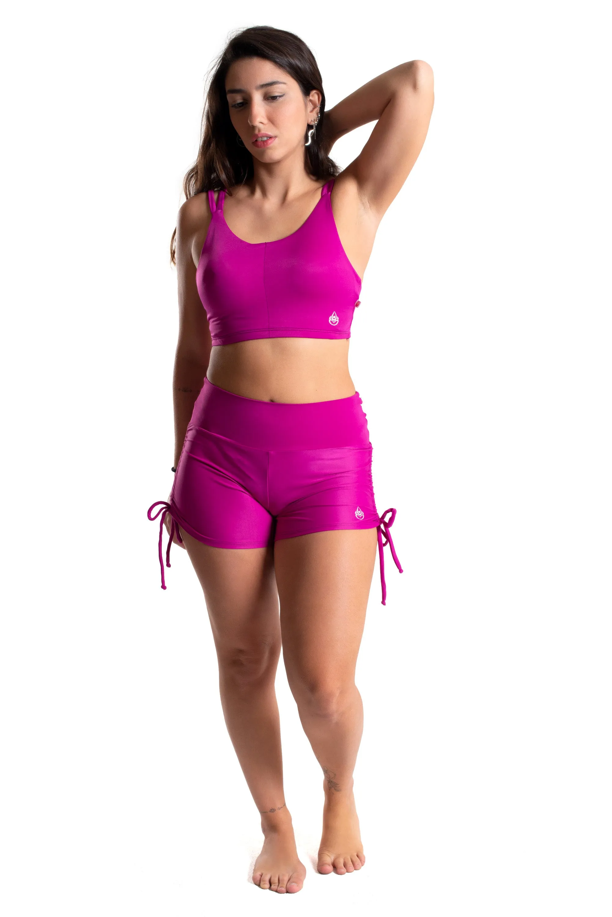 High Waist Side String Shorts, Fuchsia, Ultra Cool Form Light