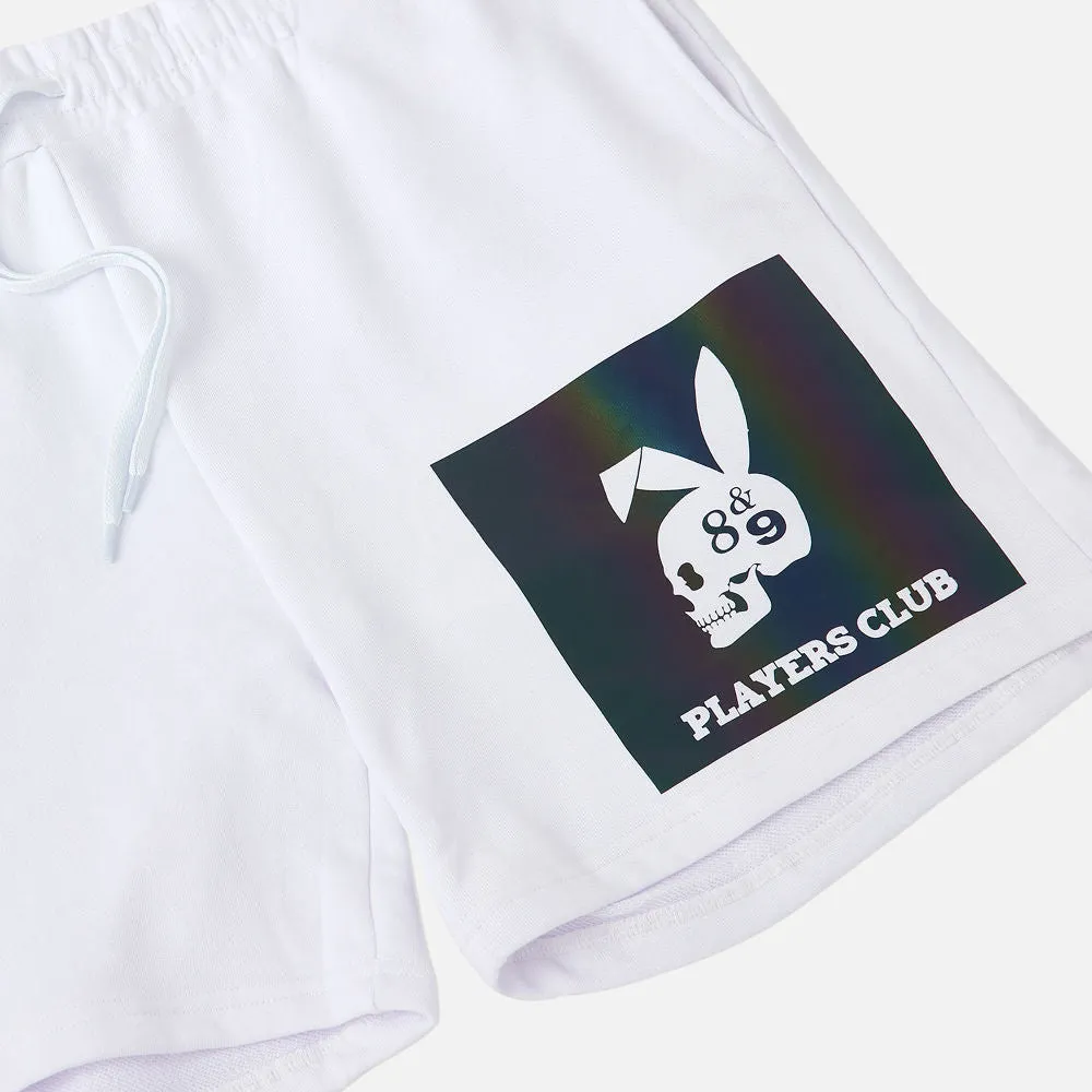 Iridescent Terry Shorts White