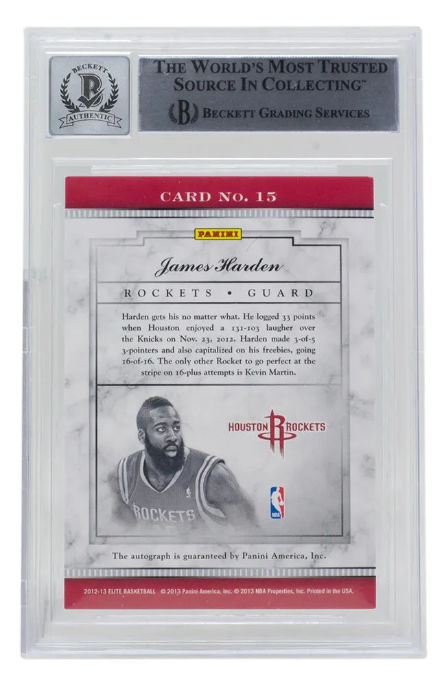 James Harden Signed Houston Rockets 2012-13 Elite Card #15 BAS Auto 10