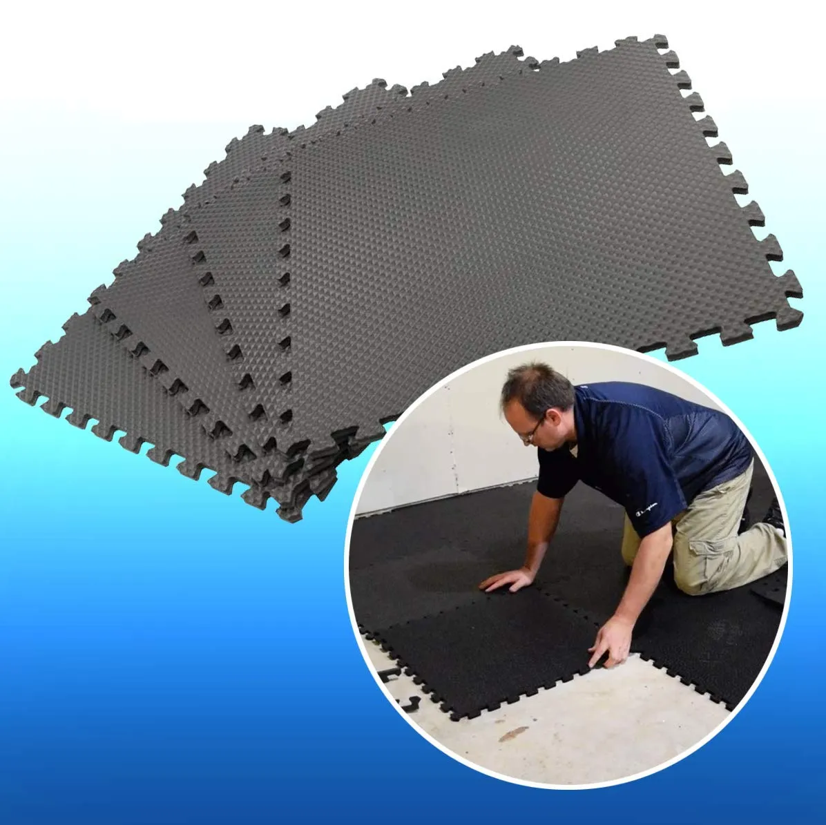 Katzco Shop Floor Mat - 16 Square Feet - 3/8 Inch Thick, 4 Pack - for Garages, Workshops