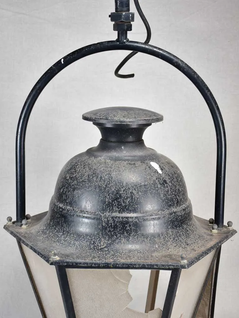 Large antique French lantern with loop handle 37¾"