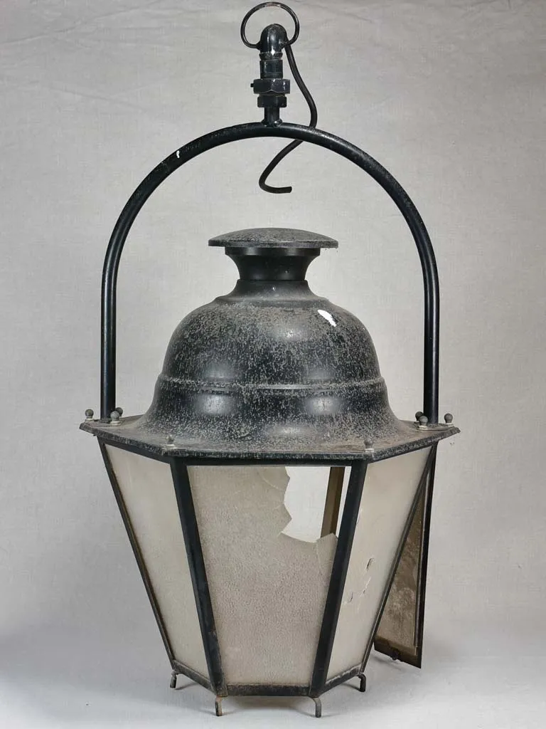 Large antique French lantern with loop handle 37¾"