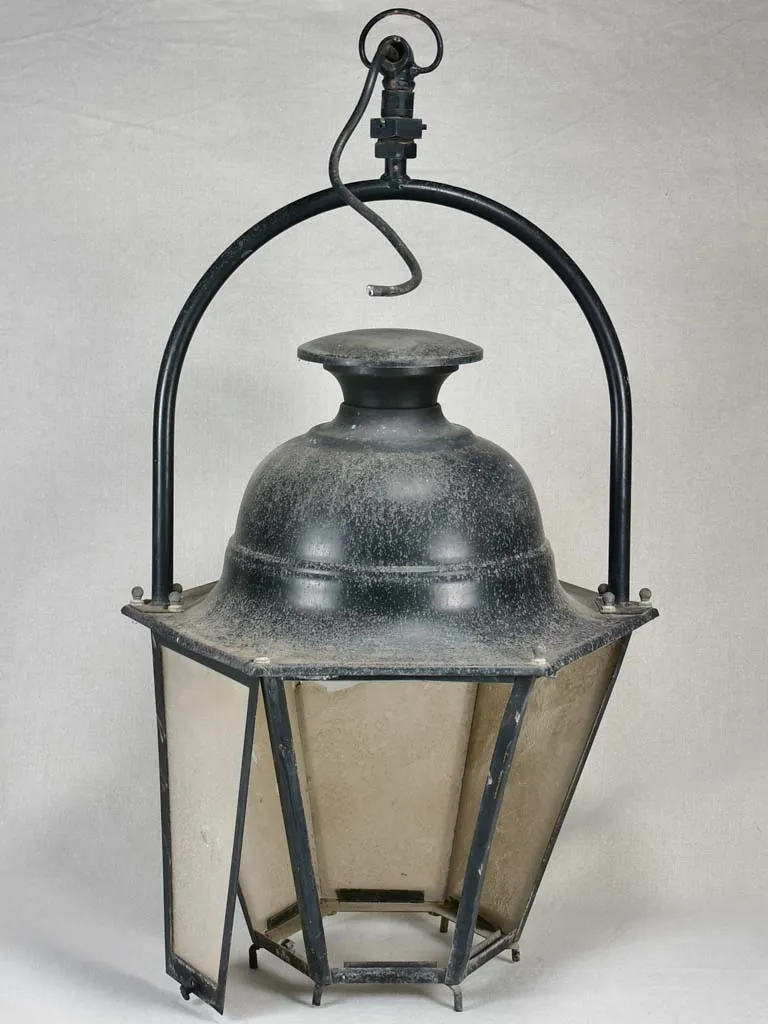 Large antique French lantern with loop handle 37¾"