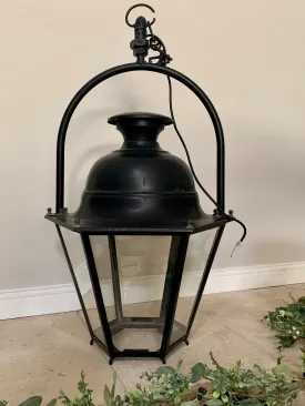 Large antique French lantern with loop handle 37¾"