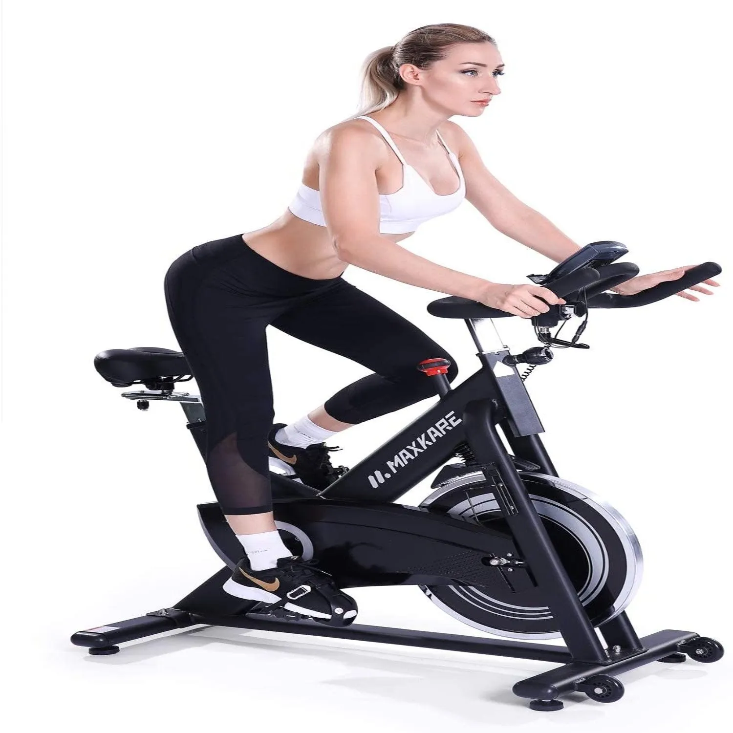 Magnetic Exercise Bikes Stationary Belt Drive Indoor Cycling Bike with High Weight Capacity Adjustable Magnetic Resistance w/LCD Monitor