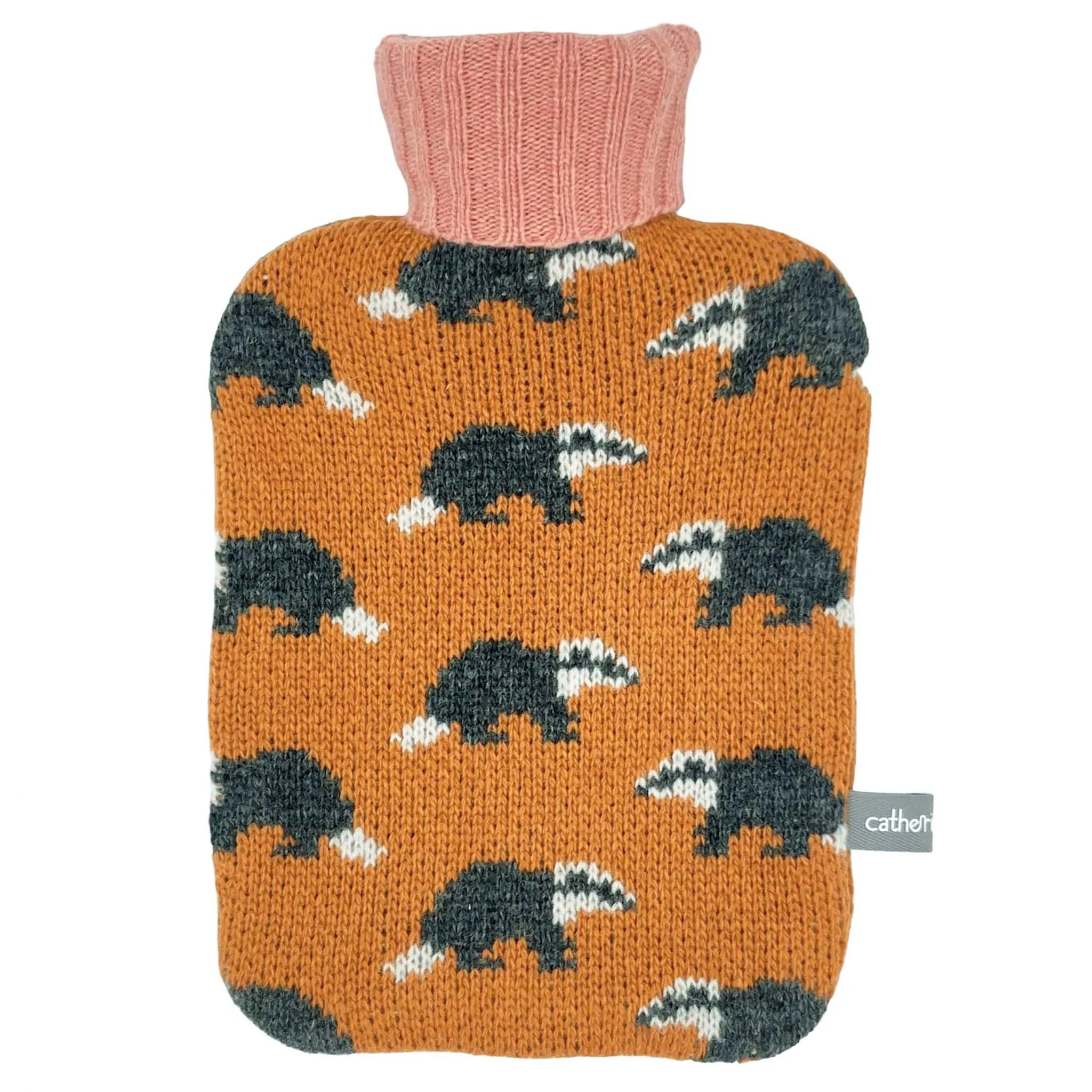 Mini Lambswool Hot Water Bottle Set - Orange Badgers