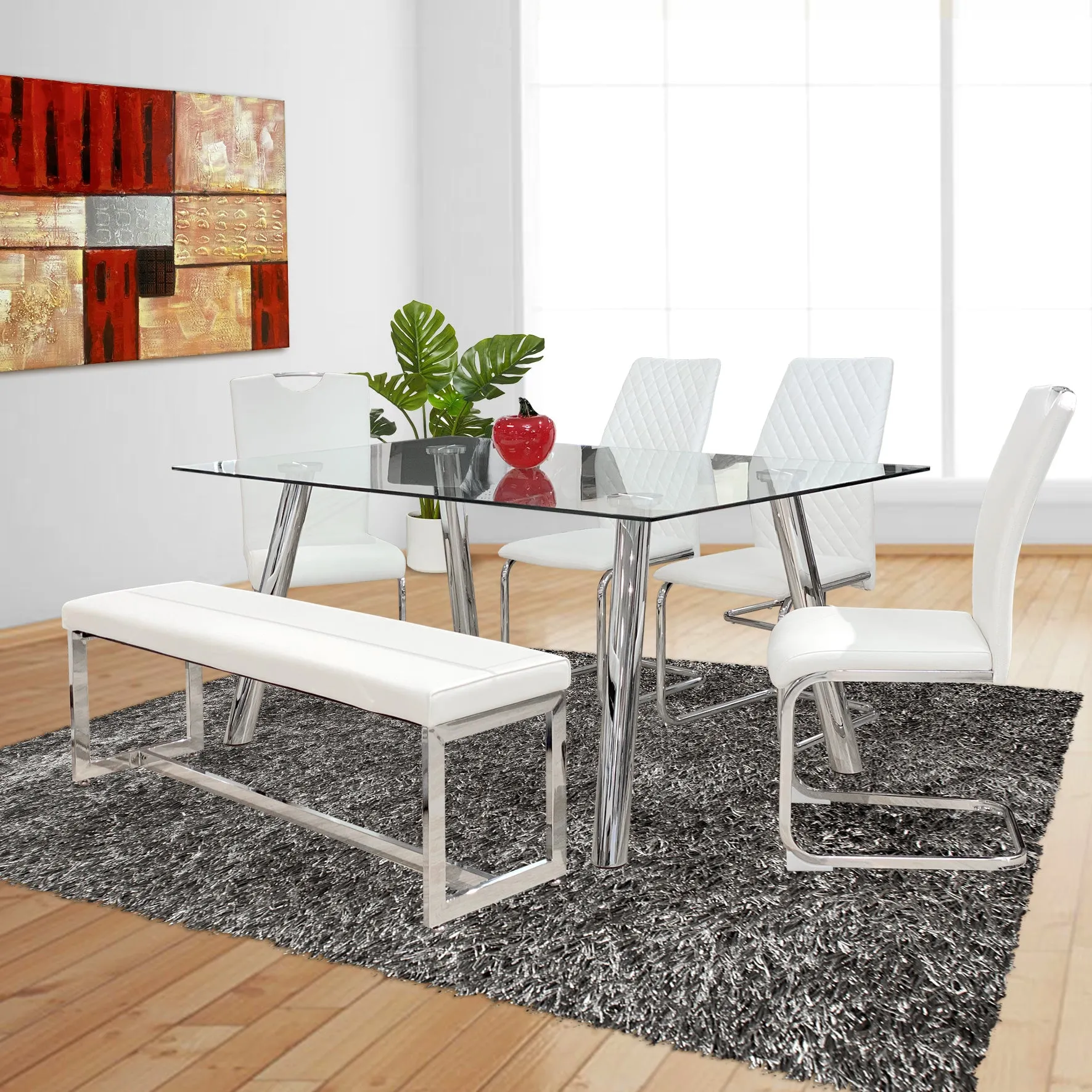 Modern White Dining Bench