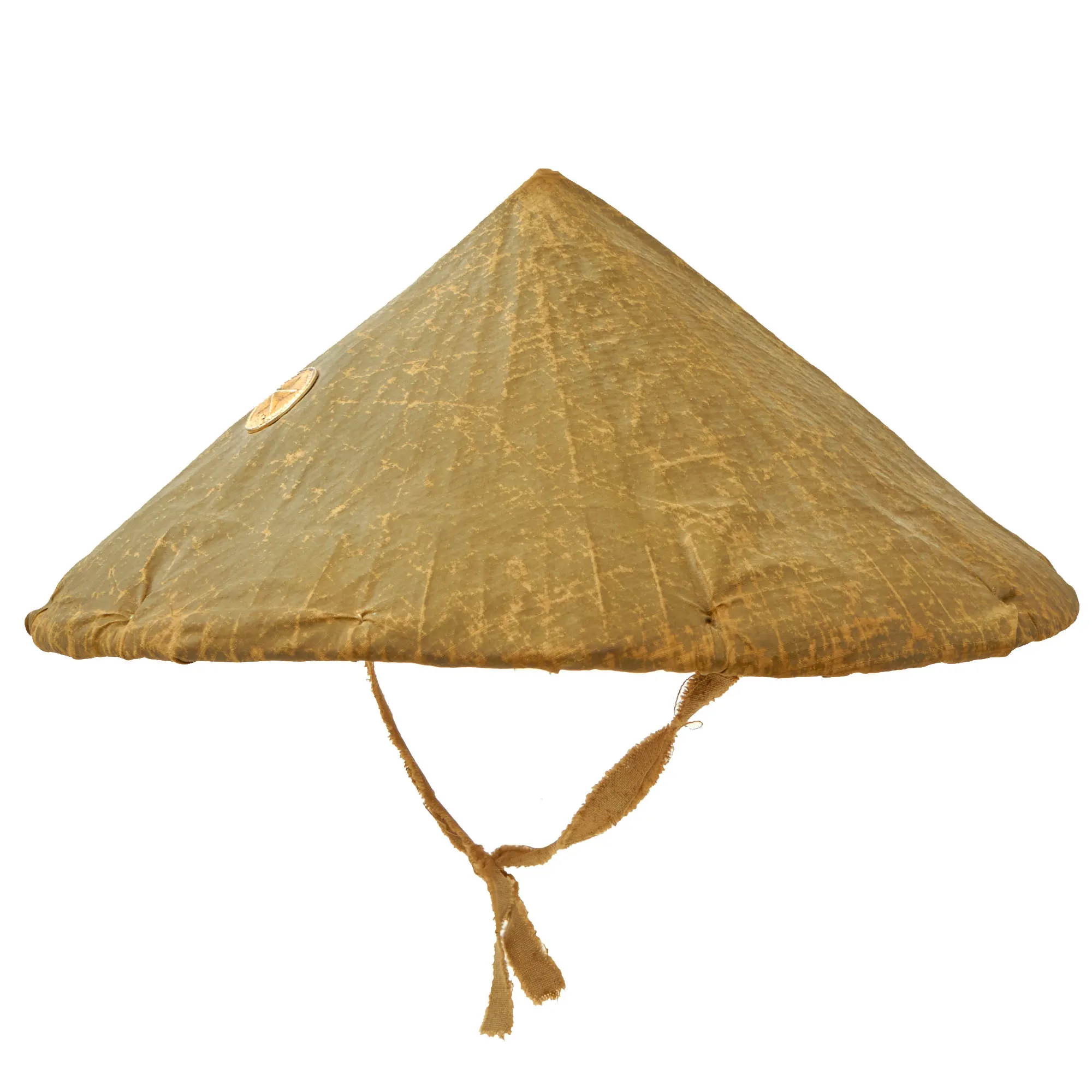 Original U.S. Vietnam War Soldier Bring-Back Vietcong Bamboo Rice Paddy Hat with Written Provenance - Dated April 1969