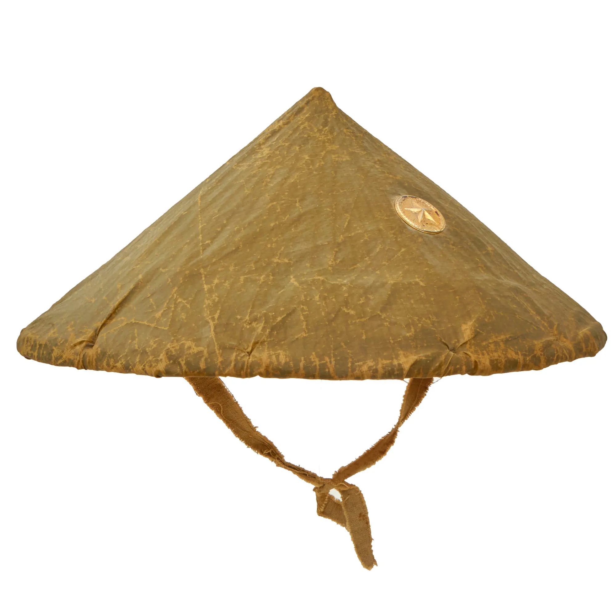 Original U.S. Vietnam War Soldier Bring-Back Vietcong Bamboo Rice Paddy Hat with Written Provenance - Dated April 1969