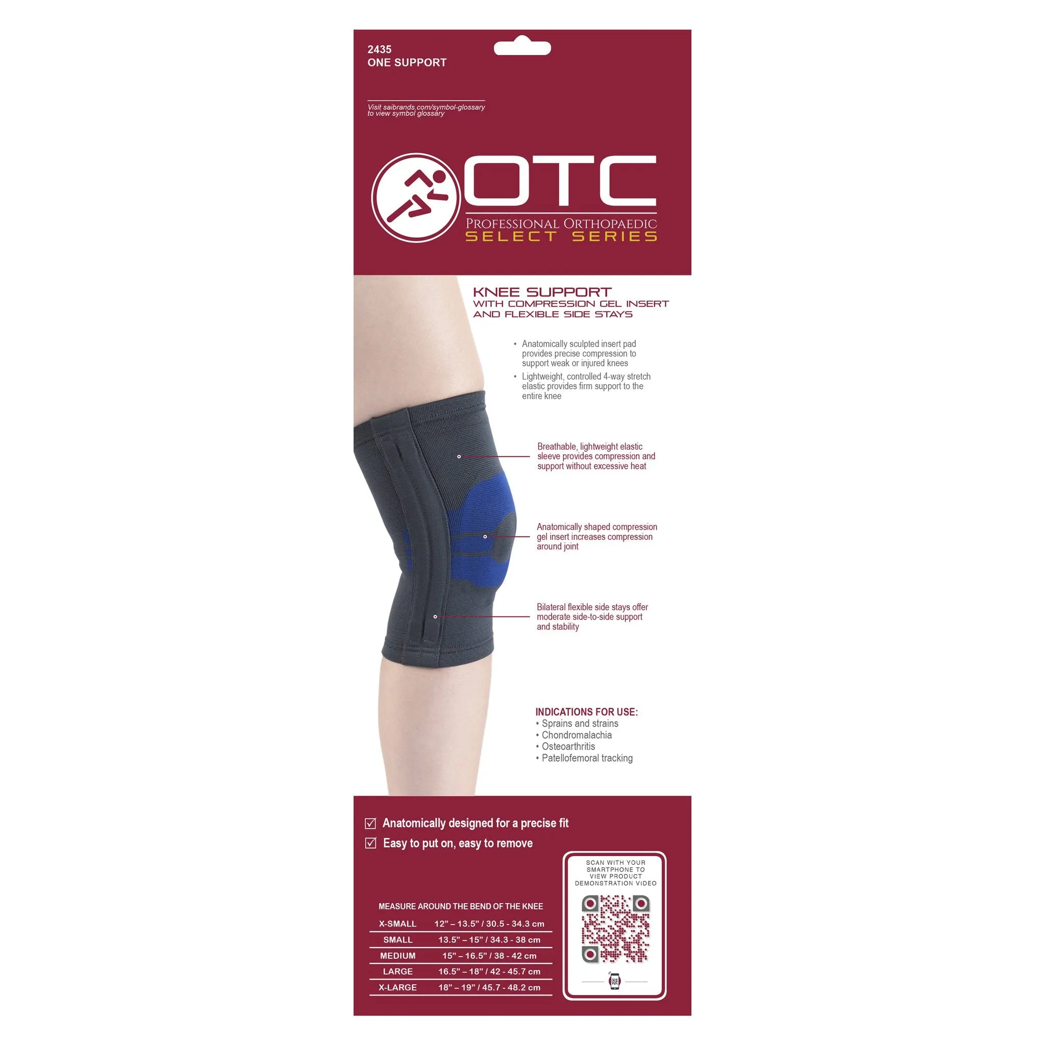 OTC KNEE SUPP W/ GEL INSERT, STAYS - 2435