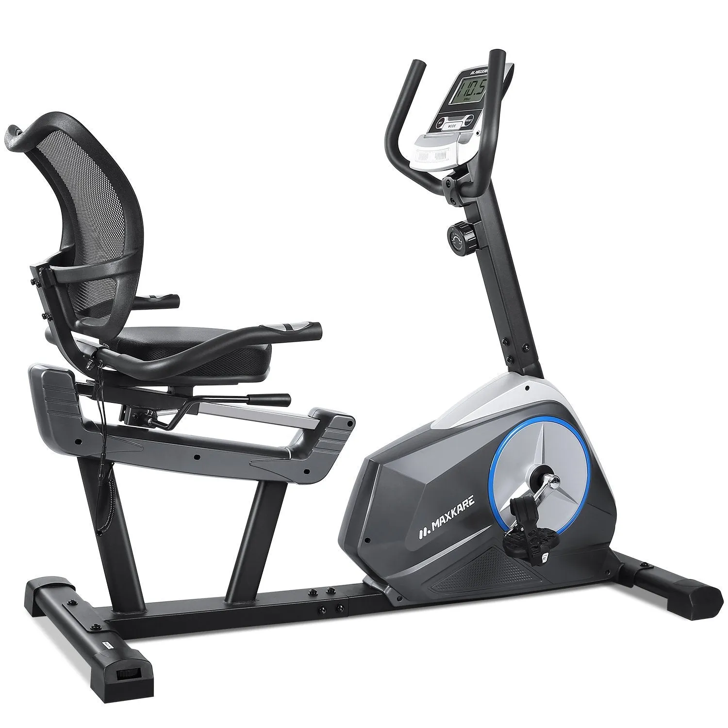 Recumbent Exercise Bike Stationary Magnetic Resistance 8 Levels Adjustable Static Indoor Cycling Bike with Large LCD Monitor & Ipad Holder for All Ages