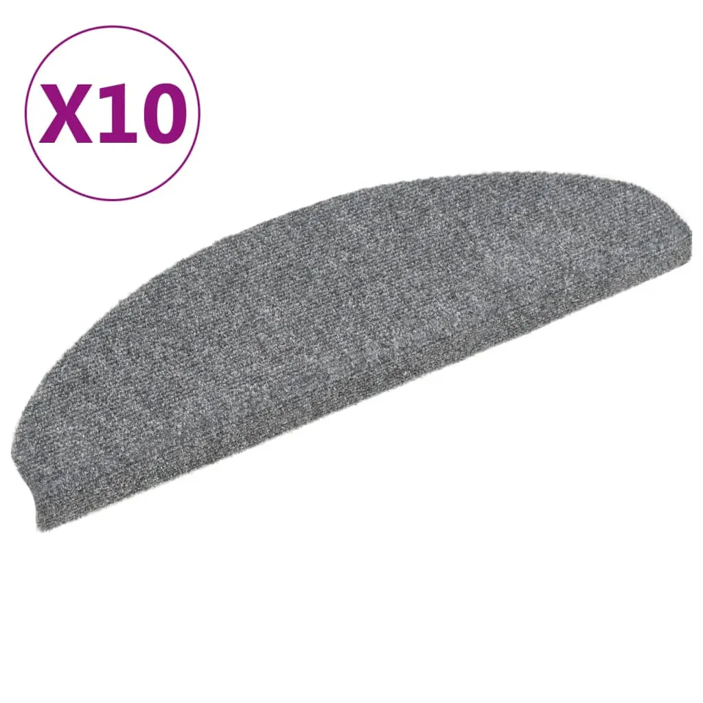 Self-adhesive Stair Mats 10 pcs Light Grey 65x21x4 cm Needle Punch