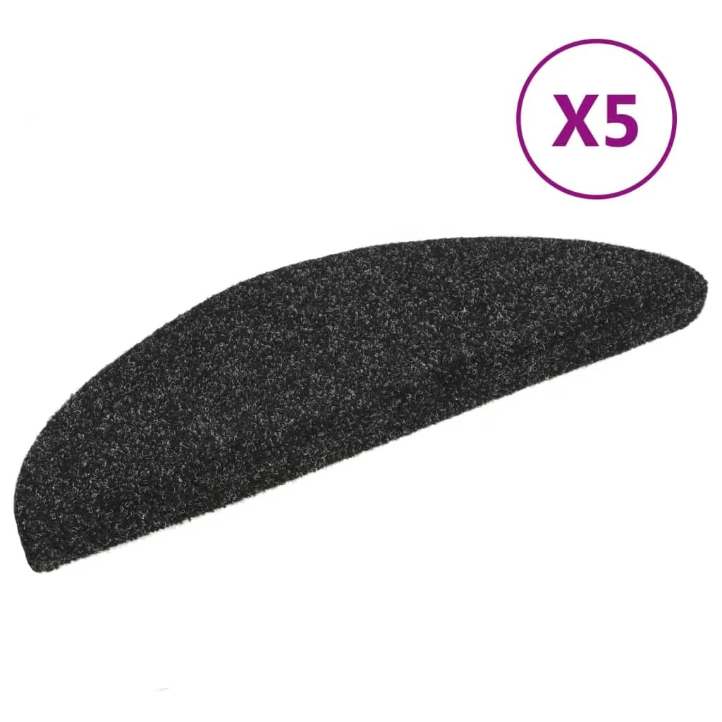 Self-adhesive Stair Mats 5 pcs Black 56x17x3 cm Needle Punch