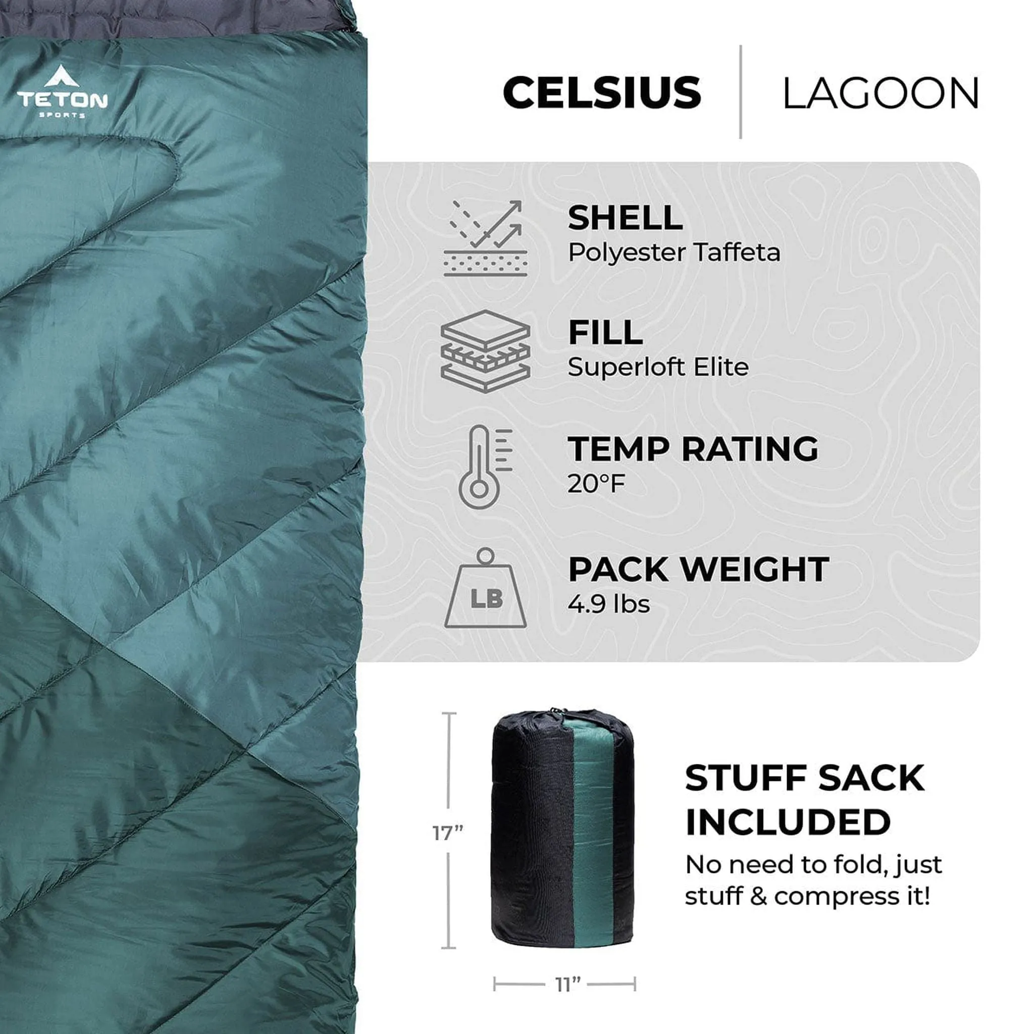 Teton Sports Celsius -7˚c/20˚f Sleeping Bag in Ruby and Grey